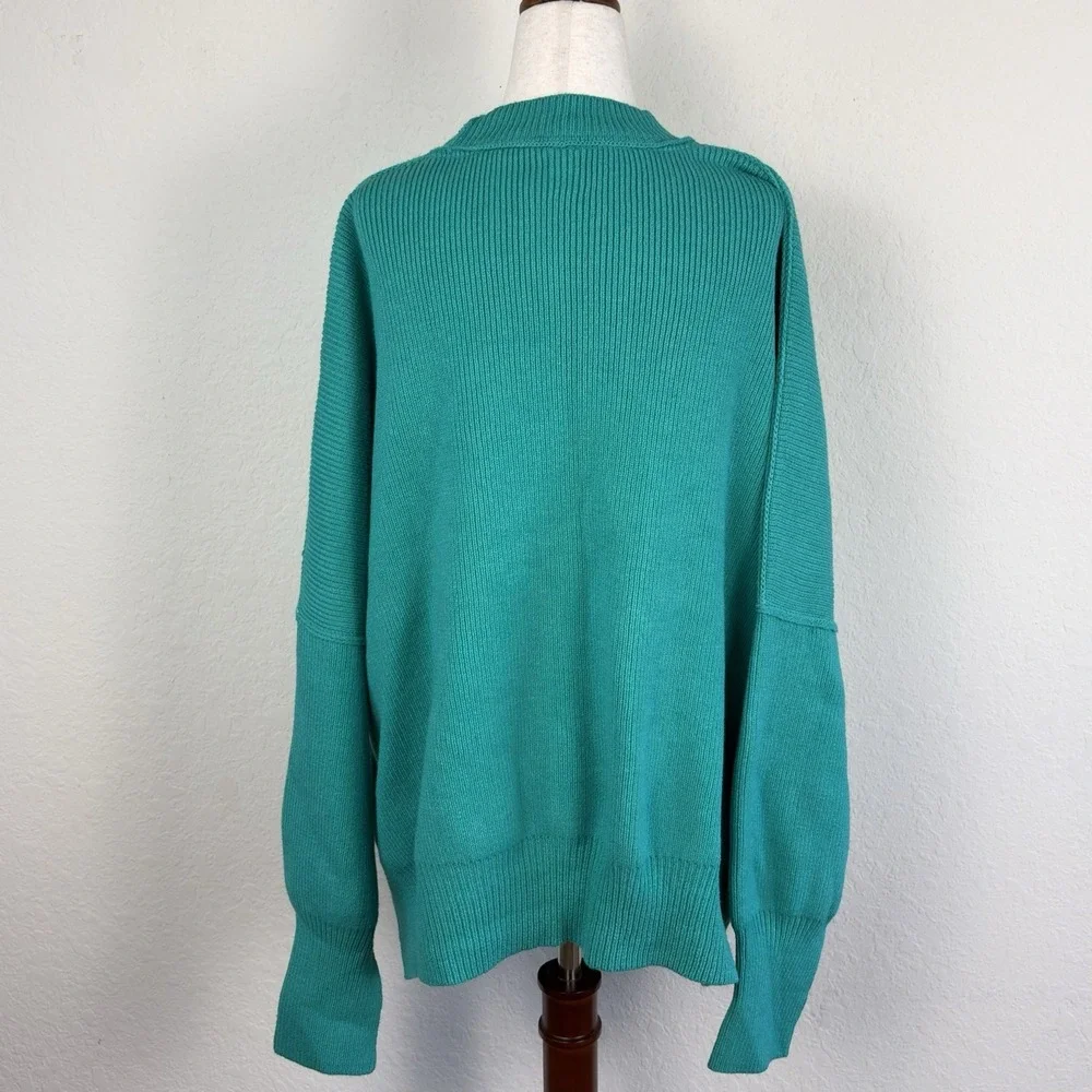 RARE Free People S Easy Street Tunic Sweater in Mar Chiquita Teal Oversized